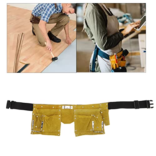 Mumusuki Leather Tool Belt, Brown, 49x20cm/18.9x7.9in, Heavy Duty, Multiple Pockets, Quick Release Buckle, Woodworking, Gardening - Image 4
