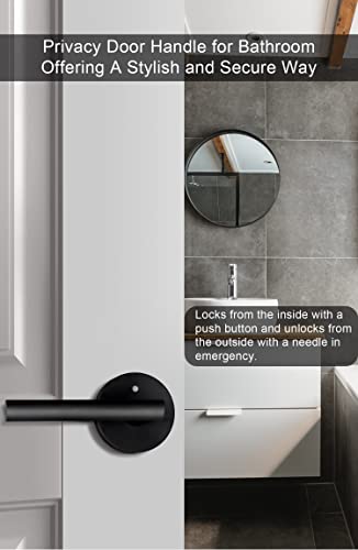 Goldenwarm Black Door Handle Interior, Matte Black Privacy Lever Door Handle, Heavy Duty Interior Bedroom Door Lever Pack, Black Door Handles Interior For Bathroom(3 Pack) #TOP2