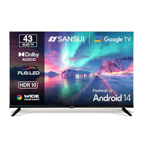 Image of SANSUI 109 cm (43) Full HD QLED Smart Google TV with HDR10, Dolby Audio, Bezel-Less Design, Built-in Chromecast & FloLED Panel JSW43FHG5Q (Black)