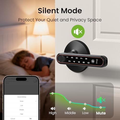 Ghome Smart Fingerprint Door Konb with Lock, 0.2S Fast Unlock, 4-in-1 Keyless Entry Door Lock with Handle, App Control, Passcode & Key, Fingerprint Door Lock for Bedroom, Home, Apartment & Office by GHome Smart - Image 9