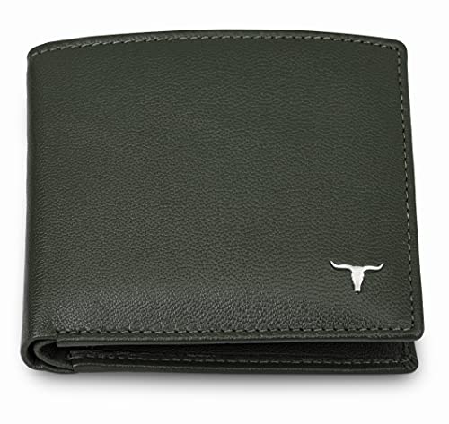 Image of URBAN FOREST Griffin Aniline Green Leather Wallet & Diamond Pen Combo Gift Set for Men