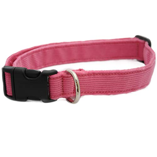 Hemp Corduroy Dog Collar - No Pattern (3/4" Medium, Pink) #TOP13