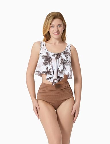 Image of PATPAT Family Matching Swimsuits Two Piece Hawaiian Tropical Beach Bikini and Swim Trunks Set Mommy and Me Bathing Suits