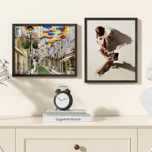 Image of 12x15 Picture Frame,Solid Oak Wood 12 inchx15 inch Photo Frame, Black Color Tempered Real Glass 12 by 15 Wooden Frames with No Mat,15x12 Picture Frames for Wall or Tabletop Display