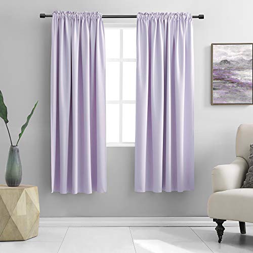 Image of DONREN Room Darkening Window Curtain Panels for Bedroom - Rod Pocket Blackout Solid Curtains for Dining Room(Light Purple,42 W x 72 L 2 Panels)