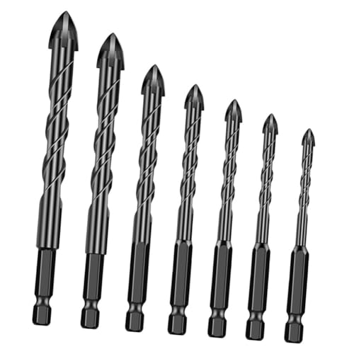 Flaroey 7 Brocas de Vástago Hexagonal para Leña, Broca Cónica Manual, Broca Multiusos, Broca Escalonada, Broca para Baldosas