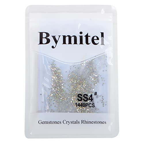 Image of Pack of 2880 Nail Art Rhinestones without Glue Hotfix Round Glass Crystals Flatback for DIY Jewellery Making with a Collector Pen (ss4 2880 Pieces, Crystal AB)