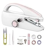 Handheld sewing machine, portable, mini sewing machine, easy to use, fast sewing speed, suitable for sewing clothes, fabric, DIY Home machine for beginners（B-Pink）