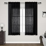 Prêts à l'emploi : 2 rideaux en lin noir par colis. Chaque panneau mesure 132,1 cm de large et 160 cm de long. Le design supérieur de la languette arrière et de la poche à boucle offrent 3 options de suspension.  Suspendu à l'arrière pour créer un look plissé élégant,  à partir du passe-tringle de 7,6 cm pour un look classique  Suspendre avec des anneaux à clip pour faciliter l'ouverture et la fermeture (les anneaux de serrage ne sont pas inclus)