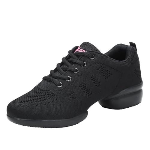 Damen Tanzschuhe Modern Jazzschuhe Leicht Atmungsaktiv Sportschuhe Tanzen Fitness Yoga Outdoor Mesh Walkingschuhe schwarz40