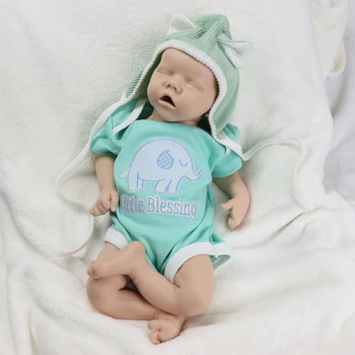 URMLHNRZ 18 Zoll realistisches Reborn-Baby-Mädchen, Ganzkörper-Silikon, unbemalt, schlafendes Neugeborenen-Puppe, Frühchen, Säugling für Künstler, Sammler und Kinder ab 3 Jahren