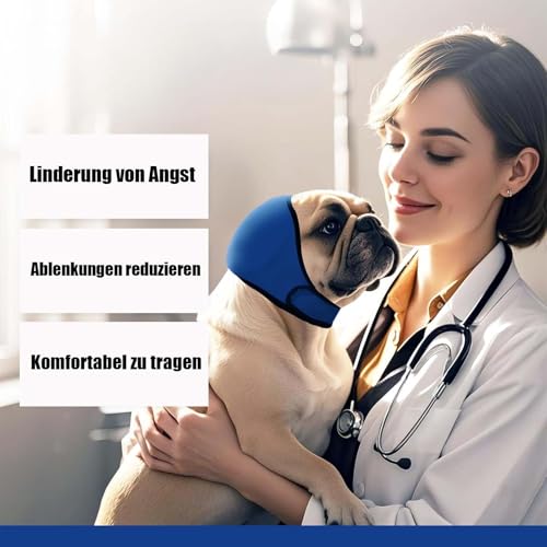 Gehörschutz Hund,Gehörschutz Für Hunde,Ohrenschutz Hund,Geräuschdämpfende Ohrhülle Zum Schutz des Haustierhörens Bei Lauten Geräuschen Wie Feuerwerk, Donner Und Anderen(Blau)