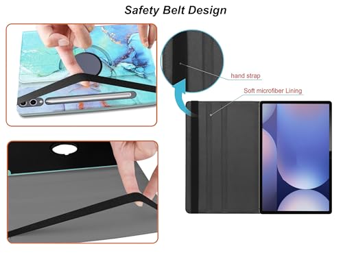 Image of TGK Rotating Flip Cover for Samsung Galaxy Tab S9 FE+ /S9 Plus /S10+ 12.4 inch Case Printed (Green Marble)