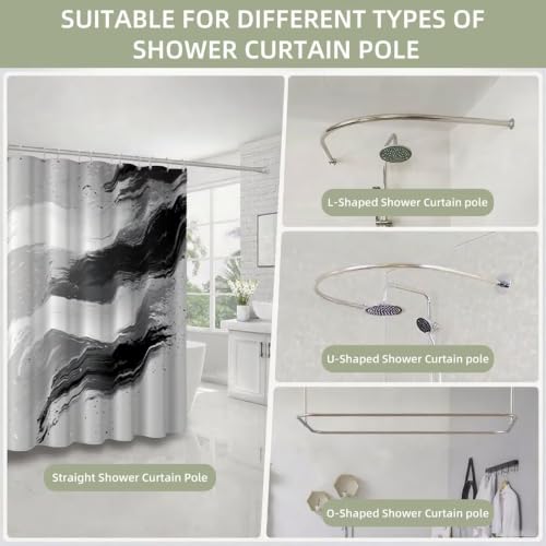 Rideau de douche gris 120 x 200 en polyester imperméable - 6