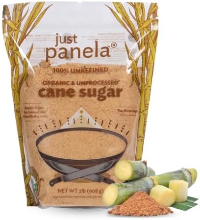 Just Panela Organic Unrefined Cane Sugar - 1 Pound, Pack of 2 - Sweeten Your Coffee with Natural Cane Sugar - Unprocessed and Handcrafted Cane Sugar with Intact Natural Minerals - Jaggery Powder