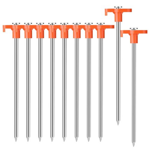 Estacas para tienda de campaña JBPZNJZZ modelo JBPZPZC10 7 pulgadas paquete de 10 piezas color naranja miniatura 1