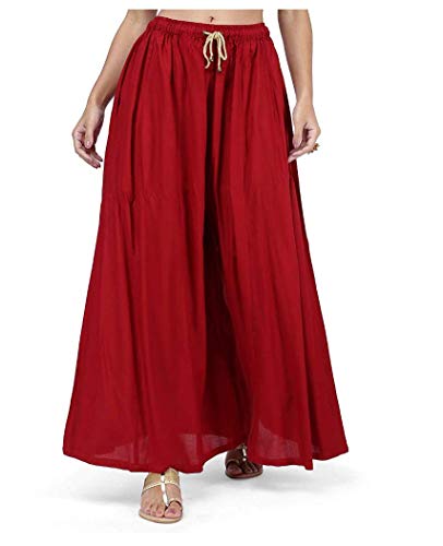 Image of TNQ Full Flared Cotton Palazzo Pants || Gold Print Printed Sharara Garara || Ethnic Or Casual Wear