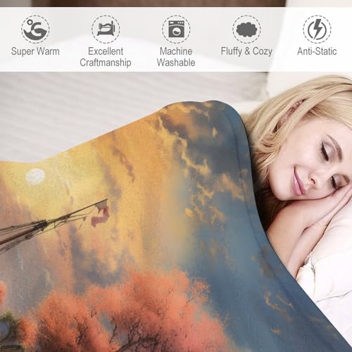 Couverture coucher de soleil sur le port : douceur et chaleur pour un intérieur cosy