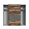 Forte Armadio CLIF 220, Guardaroba, Ante Scorrevoli Vintage Camera da Letto 2 Ante, Decoro Legno: Old Wood Vintage/Effetto Cemento Grigio Scuro, 220x210.5x61 cm #2