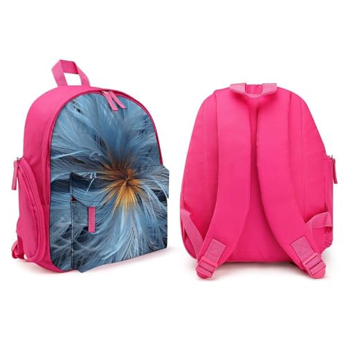 Big Blue Flower Backpack Small Book Bag with Side Pocket, Lightweight Durable Backpack, Travel Rucksack, Pink-style4