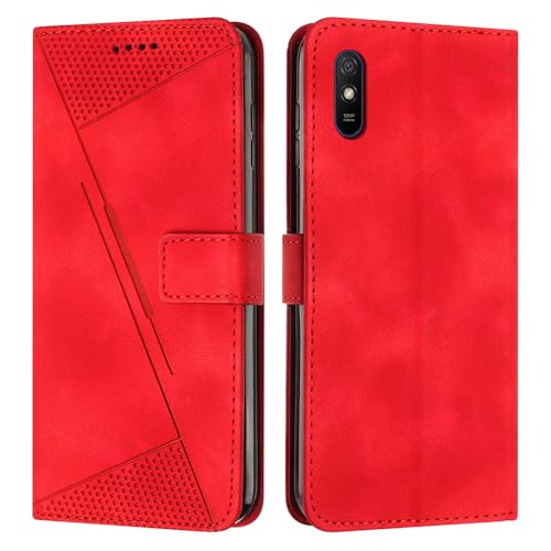 Housse Redmi 9A avec dragonne et porte-carte rouge pour sorties sereines