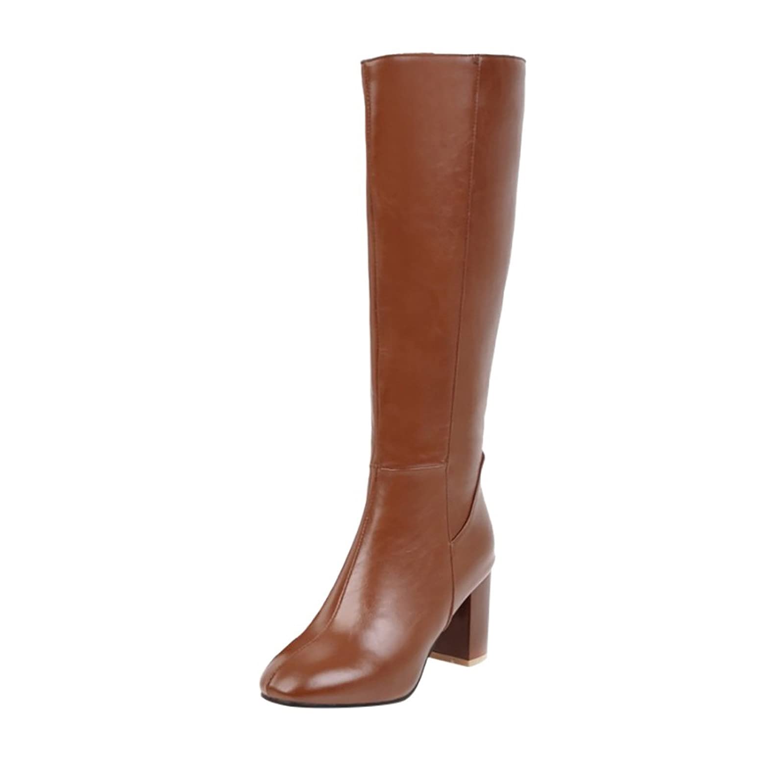Damen Stiefeletten Warme Lange Stiefel Hohe Stiefel Boots Elegante Sexy Runde Zehe Plattformen High Heel Stiefel Frauen Herbst Winter Reißverschluss PU Lederstiefel Schuhe