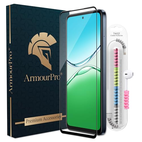 Image of ArmourPro Military Grade Gorilla Tempered Glass Screen Protector Compatible for Oppo A5X with Edge to Edge Coverage, Cable Protector and Easy Installation kit (6.67 Inch)