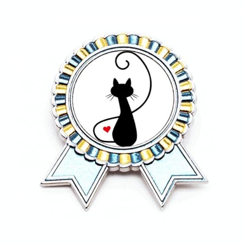 Broche chat en forme de cœur mewing en métal de taille M pour accessoiriser vos vêtements