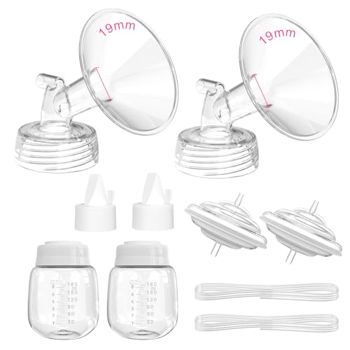 Image of Breast Pump Parts for Spectra S1/S2/9 Plus/Synergy Gold, Not Original Accessories, 19mm Set Spectra Replacements Pump Parts Include Flange/Duckbill Valve/Backflow Protector/Tubing/Bottles
