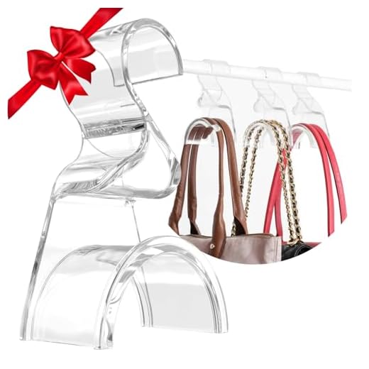 Wiosi Premium Clear Purse Hanger Closet Set of 3 - Durable Acrylic Organizers and Storage Bag Hanger for Luxury Closet - Purse Hanger Holder for Handbags, Premium Backpack Purse Hooks