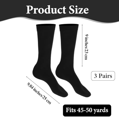 Mens Dress Socks, 3 Pairs Black Crew for Men, Plain Colors Lightweight Classic Cotton Polyester, Soft Cozy Business Casual Breathable Athletic Sports2