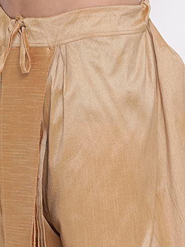 Image of VASTRAMAY Men's White Silk Blend Readymade Elastic Traditional Dhoti - Comfortable Pre-Stitched Dhoti for Weddings, Festivals, and Special Occasions