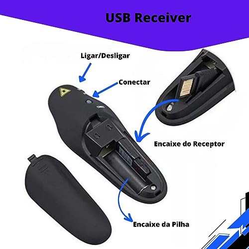 Caneta Controle Apresentador Multimídia Passador Slides Aula Palestra Congresso Power Point Controle