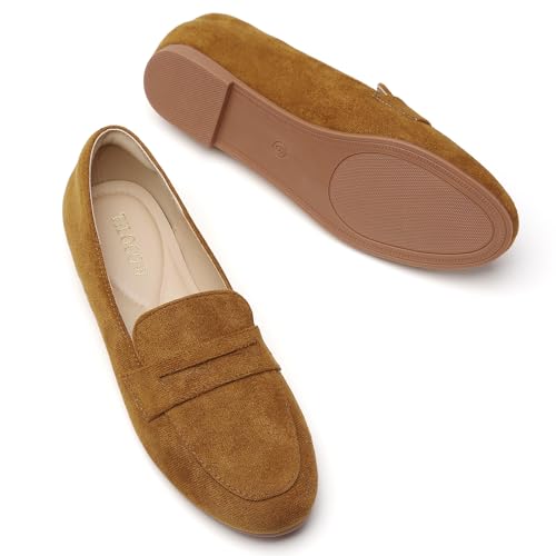 Image of Tilocow Women's Loafers Penny Loafers for Women Comfortable Round Toe Flats Fashion Work Dressy Shoes