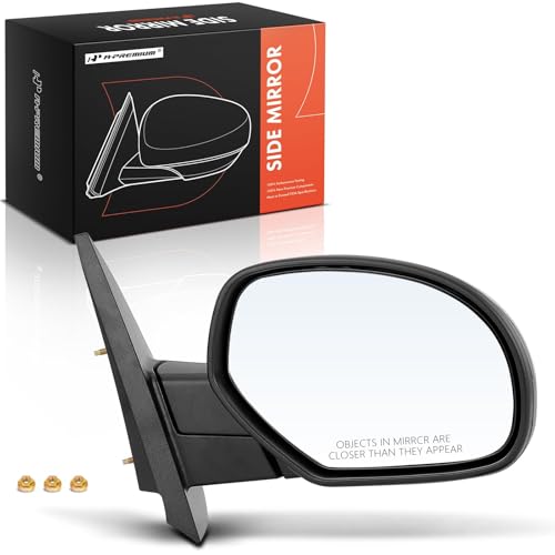 A-Premium Passenger Side Door Mirror - Compatible with Chevy Silverado 1500 2500 3500 07-13 & GMC Sierra 1500 2500 3500 - with Non-Heated Manual Folding Manual Glass Adjust Smooth Black by A-Premium - Used condition - US$45.47