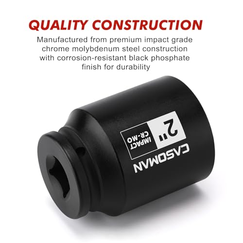 Image of CASOMAN 3 /4 inchDrive 6PT Deep Impact Socket-2 inch, SAE, CR-MO, Spindle Axle Nut Socket for Easy Removal of Axle Shaft Nuts (2 inch)