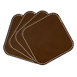 栃木レザー コースター 本革 レザー 4枚セット おしゃれ 撥水 滑り止め 角丸型 テーブルウェア キッチン雑貨 インテリア こだわり親父の本革 ダークブラウン