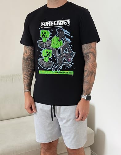 Minecraft Creeper Enderman Mens Black Short Sleeve Short Leg Pyjama Set | Graphic Sleepwear with 'FRIEND OF THE MOBS' Text2