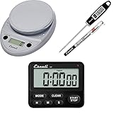 Escali Primo Bakers Bundle - P115C Digital Kitchen Scale, Chrome, 11 Pound Capacity, DH1 Digital Thermometer, Black, and DR7 Digital Timer for Cooking and Baking