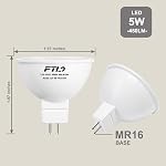 MR16 LED Bulb,12v 50W Equivalent Halogen Replacement Bulbs 3000K Warm White GU5.3 Bipin 5W 40-Degree Non Dimmable for Landscape and Track Lighting,6-Pack