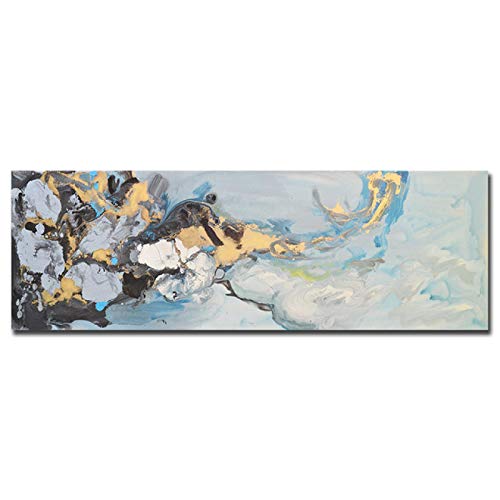 Pintura en lienzo de acuarela abstracta moderna, impresiones y carteles modernos, imágenes artísticas de pared para sala de estar, decoración del hogar, marco interno de 50x150cm Cover