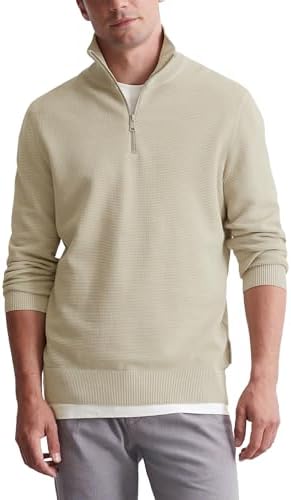 Marc O'Polo Herren Strickpullover aus Bio-Baumwolle mit Reißverschluss, Grau (Dapple Gray), XXL