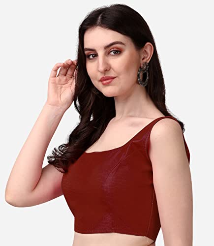 Image of Vihu Fashion Plain Sleeveless Pattern Readymade Blouse U Neck Choli