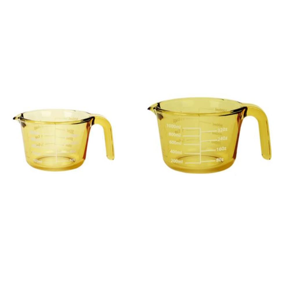 Tasse à mesurer en Verre Ambre Tasse à Lait en Verre résistant à la Chaleur Tasse de Cuisson Four Once Tasse à mesurer graduée Tasse de Petit-déjeuner pour Enfants (500ML + 1000ML)