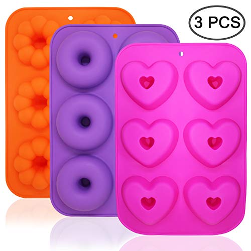 3 Pack Silicone Baking Tray Doughnut Maker Moulds, FineGood Cupcake Tray Silicone Muffin Molds Donut Pan Bagel Making Mould Tray by FineGood - Image 2