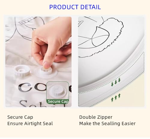 SunHorde Hanging Vacuum Storage Bags 6 Pack Space Saver Vacuum Seal Bags, Jumbo and Large, for Seasonal Clothes, Dress, Coat, Closet Organizer with Heavy Duty Hanging Hooks, Reusable & Easy to Use