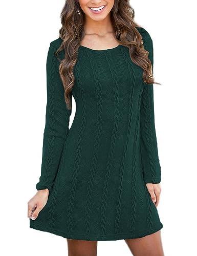 Mansy Sweater Dress for Women Cable Knit Ribbed A-Line Short Fitted Pullover Sweaters Dresses Fall Winter