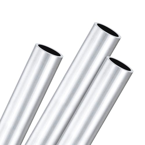uxcell 3-Pack 400mm 6063 Aluminum Round Tube, 13mm ID 16mm OD Seamless Aluminum Tubing for Construction/Machining/DIY Crafting, Metal Straight Pipe [0.51x0.63x15.7IN]
