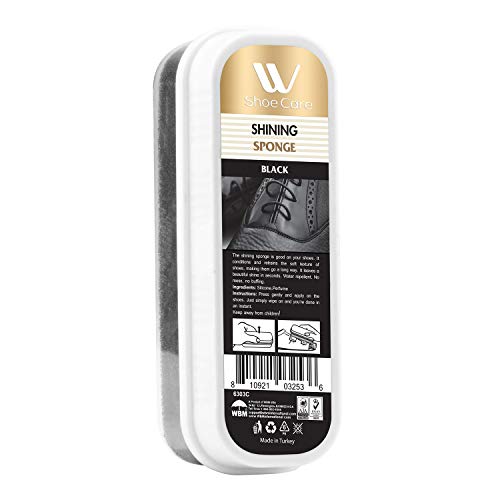 WBM INTERNATIONAL W Care Polish Kit | Black Cleaning and Shoe Shining Sponge for Leather, Suede,Nubuck, Mesh & More