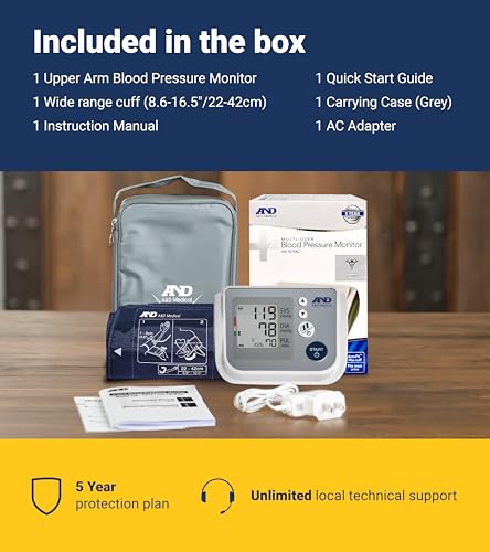 A&D Medical Multi-User Blood Pressure Monitor for Home Use UA-767FAC – Wide Range Cuff (8.6-16.5” / 22-42cm), Easy to Use, Adult Upper Arm, 60 Readings Per User (4 Users), AC Adapter, FSA/HSA Eligible - Thumbnail 7